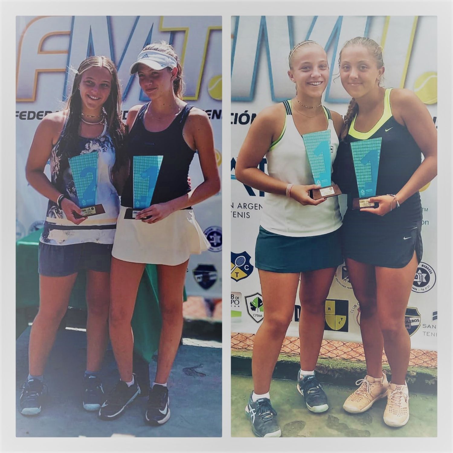 En la gráfica podemos ver a Josefina con Milagros Falabella quien resultara Campeona en Singles y con su compañera de Dobles Ana Clara Andreazzini con quien se consagrara Campeona.