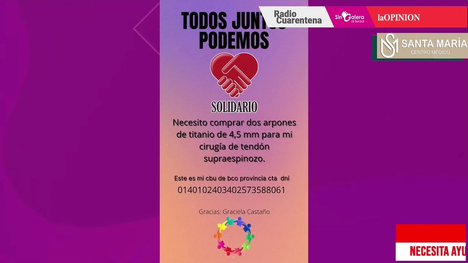 Graciela busca recaudar para devolver al Hospital una parte de lo que cuesta su cirugía