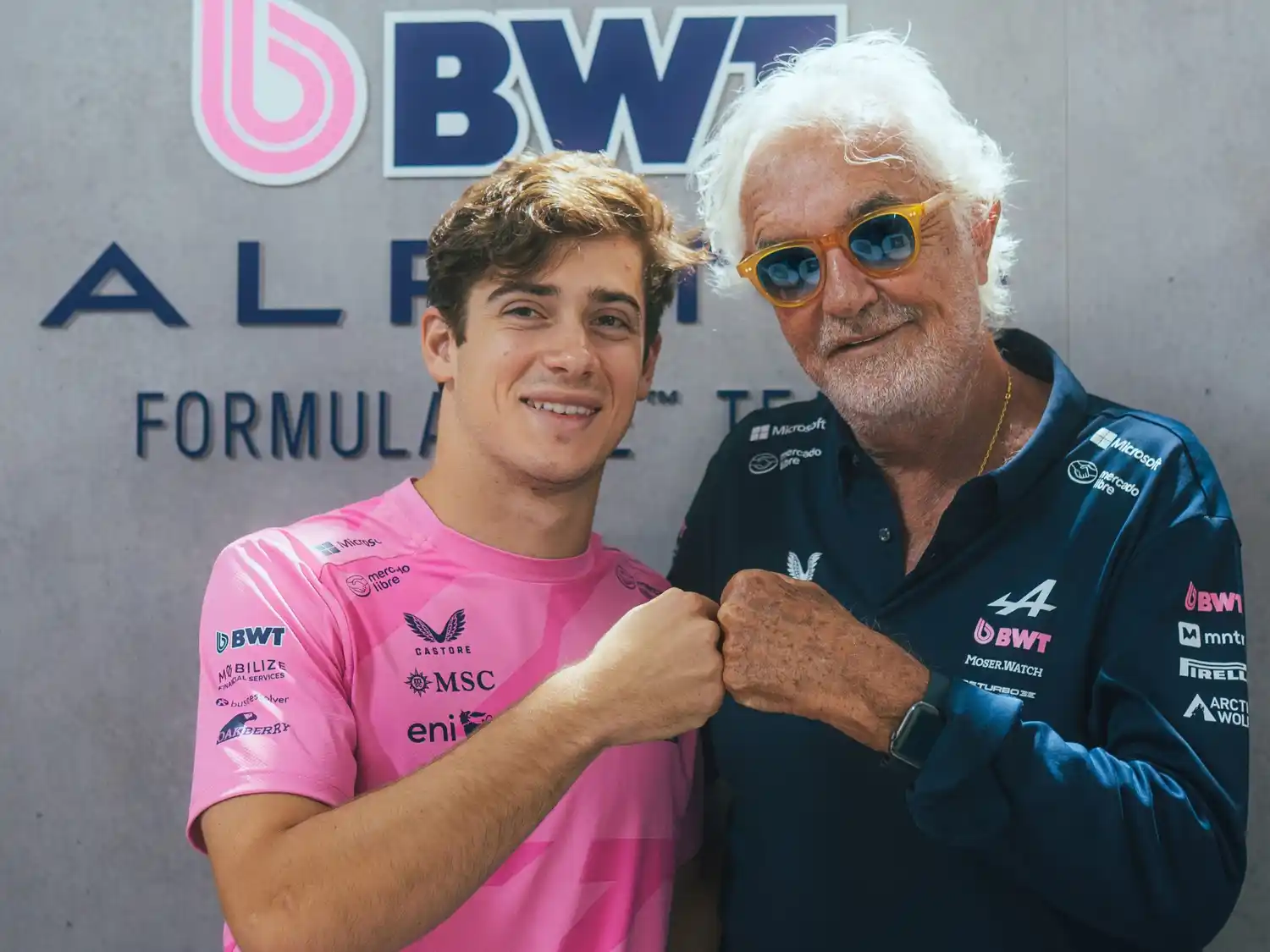 Colapinto junto a Briatore, tras recibir la mejor noticia en San Pablo.