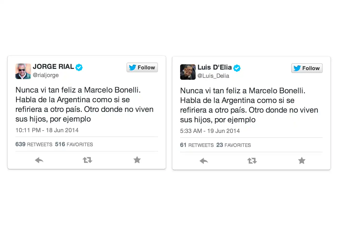 D'Elía y Rial tuitearon lo mismo y los acusan de ser "operadores K"