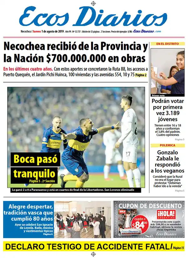 Tapa del 1º de agosto de 2019