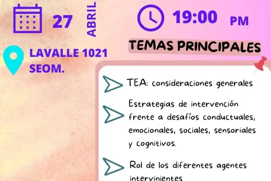 Se trata de una charla a cargo de profesionales en la materia. Los cupos son limitados y las inscripciones se realizan por mensaje de WhatsApp al 3492-616653 o 3492-221879.