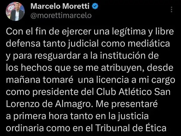 posteo moretti  san lorenzo  coimas
