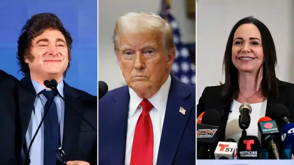 Javier Milei, Donald Trump y María Corina Machado participan del American Business Forum que se hace en Miami, Estados Unidos