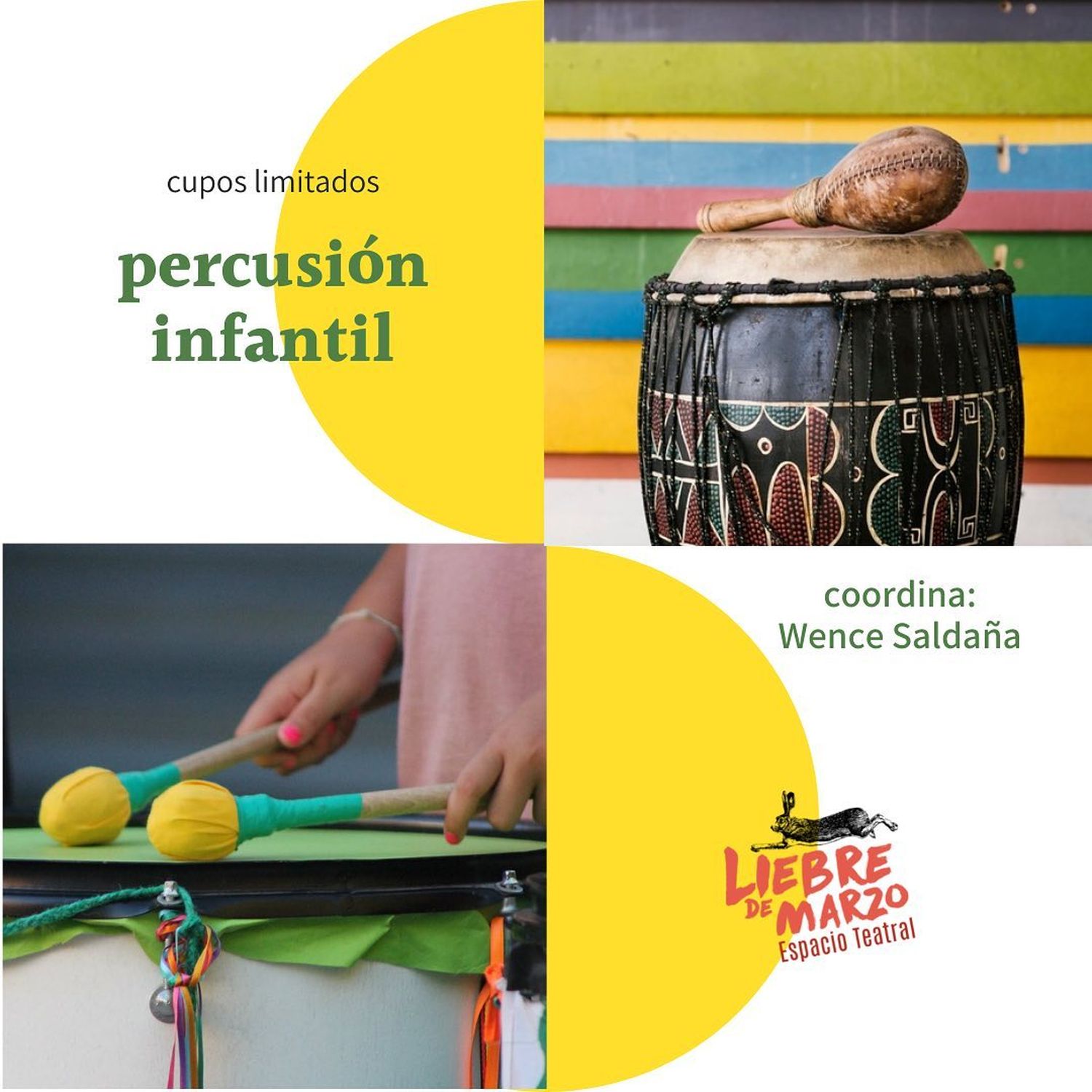 Liebre de Marzo realizará un taller de percusión infantil