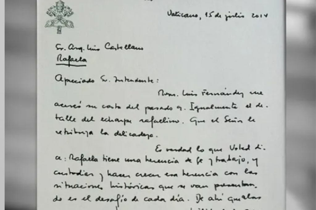 La carta que Francisco envió al ex intendente en el año 2014