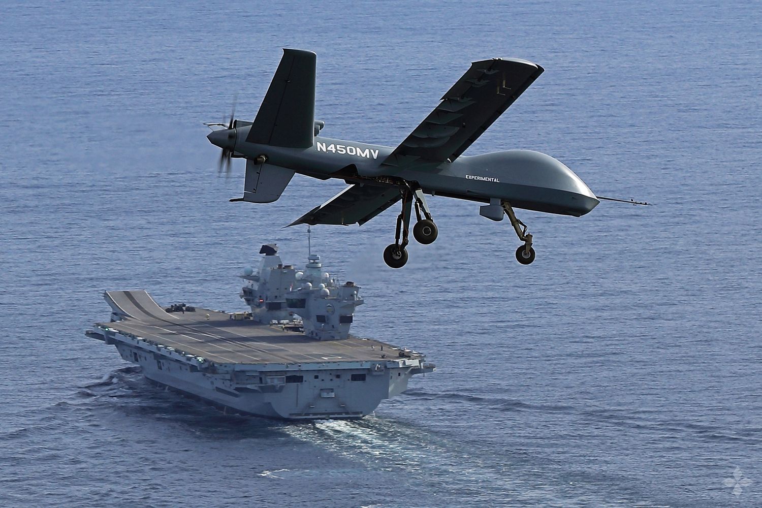 GA-ASI demonstrates takeoff/landing STOL capability of its Mojave UAS from British aircraft carrier