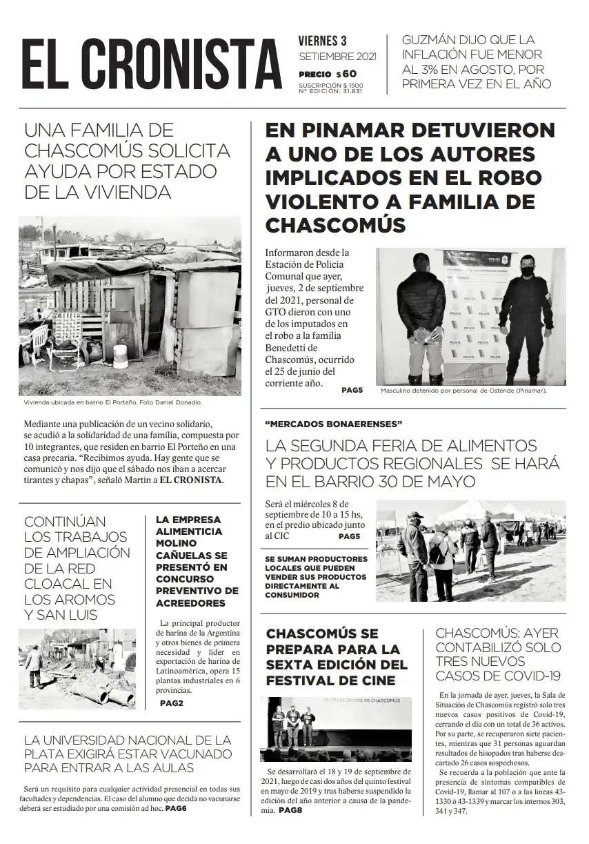 Tapa 3 de septiembre 2021