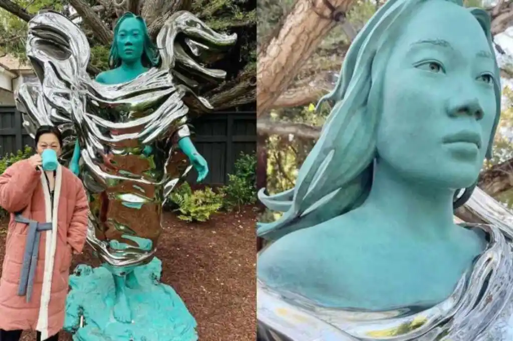 La escultura, refleja el estilo distintivo de Arsham.