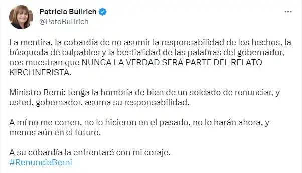 patricia bullrich en twitter