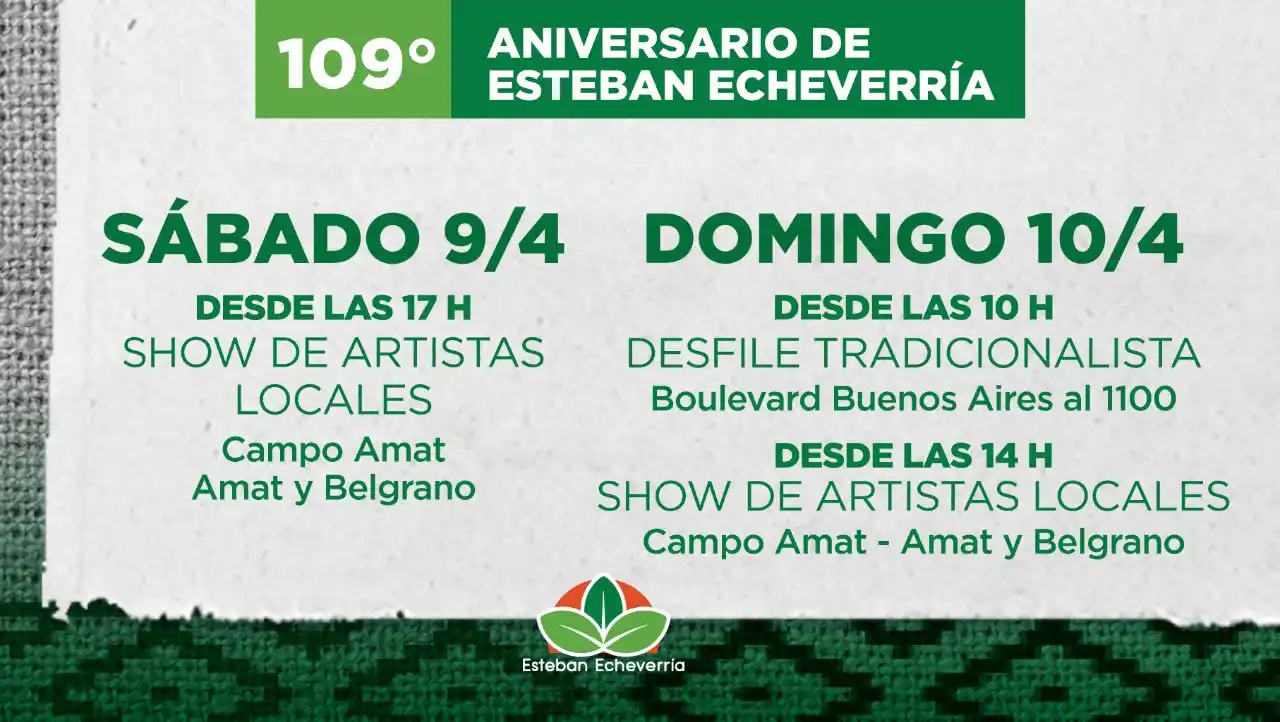 Esteban Echeverría celebra 109 años con espectáculos folklóricos y artesanías