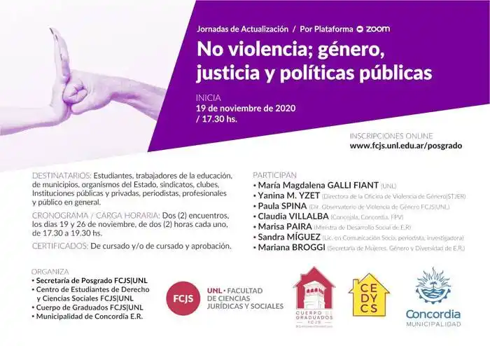 Jornada de Actualización:  �SNo violencia, género, justicia y políticas públicas⬝