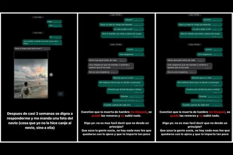 Charlotte Caniggia fue acusada por el duelo de un emprendimiento de no cumplir con un canje pautado desde hace un mes