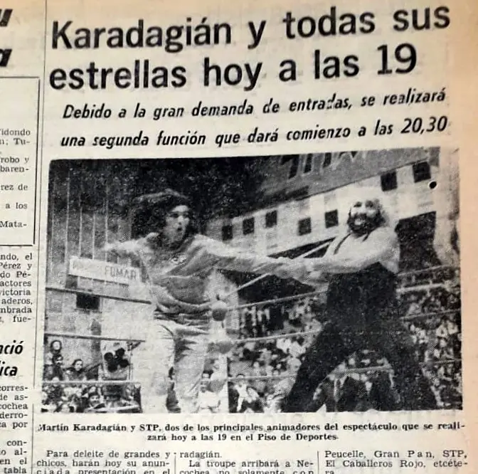 Titanes en el Ring se presentaron el domingo 14 de octubre de 1973 en el Piso de los Deportes