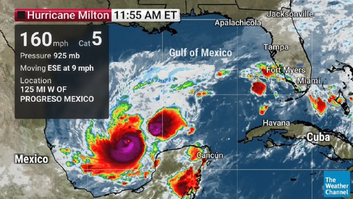 Milton se torna en HURACÁN de CATEGORÍA MÁXIMA y amenaza a México y Florida