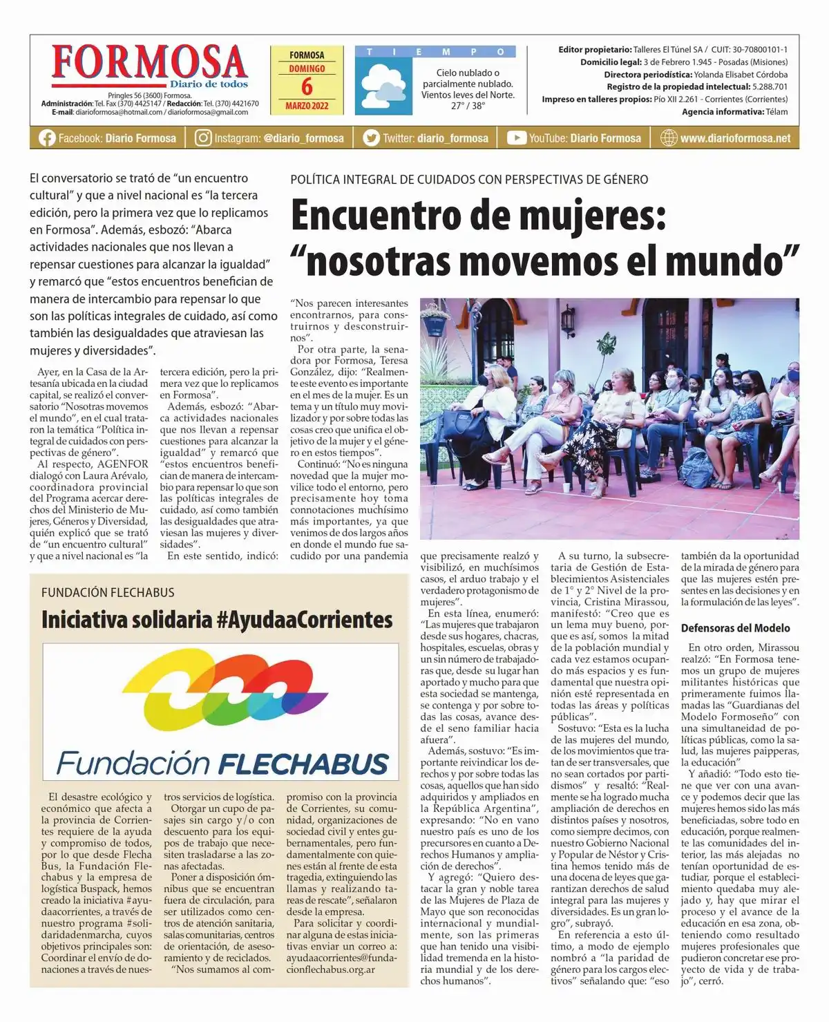 Tapa y Contratapa 6 de marzo de 2022