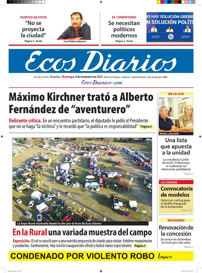 Tapa del 6 de noviembre de 2022