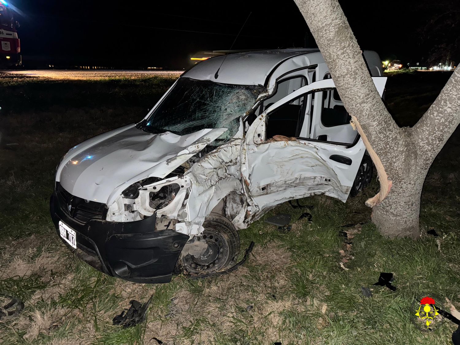 Accidente en Ruta 12: Una Renault Kangoo colisionó contra un árbol a metros del acceso a Crespo
