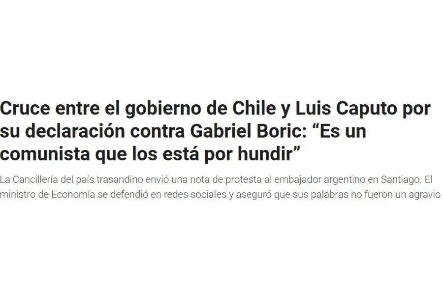 Los medios de comunicación de Argentina y Chile se hicieron eco de los dichos de Caputo