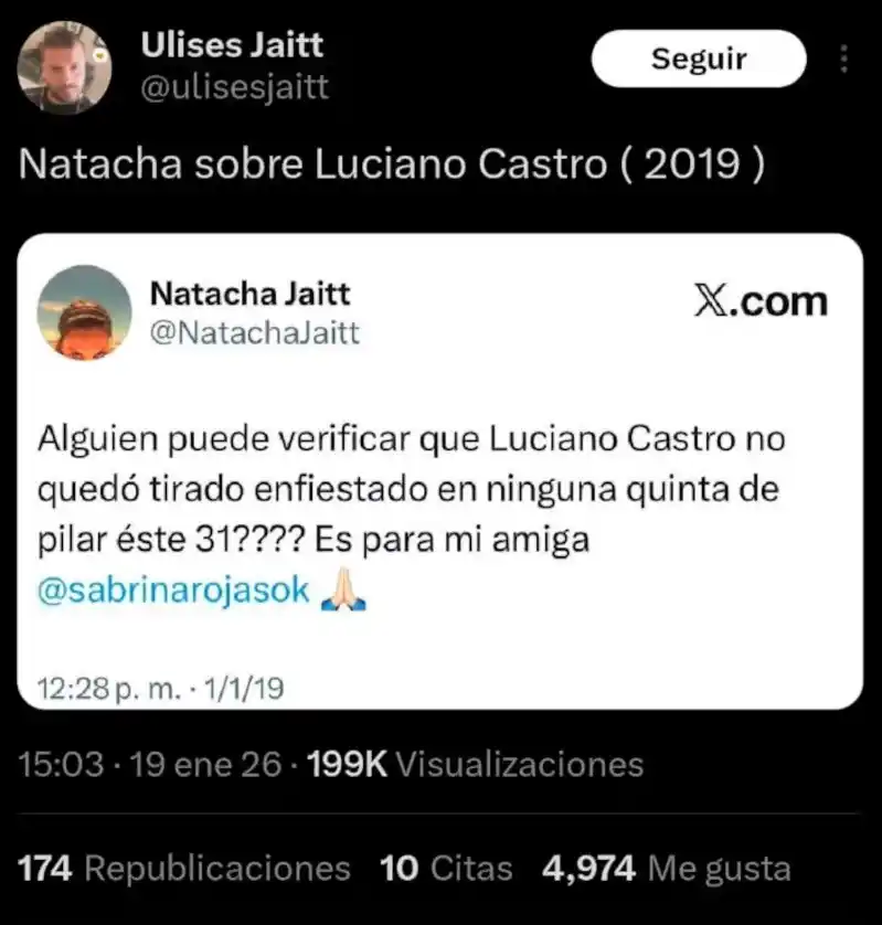 El tuit de Ulises Jaitt.