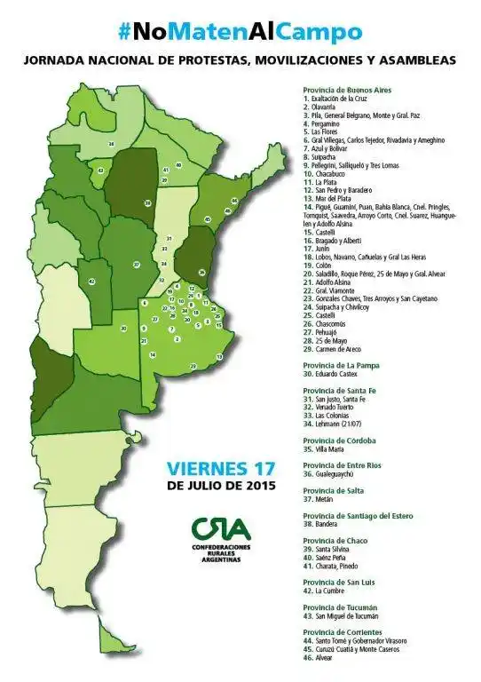 Protesta del campo: Todos los puntos de concentración 