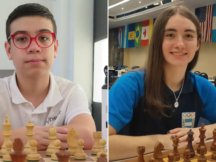 Los ajedrecistas argentinos Faustino Oro y Candela Francisco.Foto:Infobae