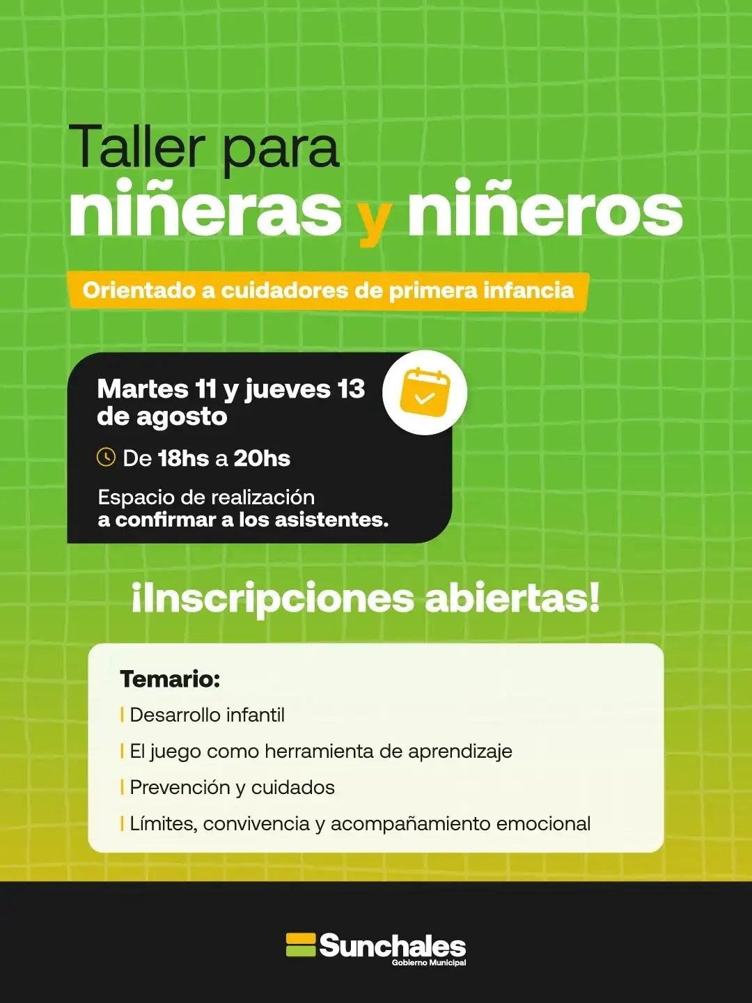 Sunchales ofrecerá un taller gratuito para niñeras y cuidadores de primera infancia - 2