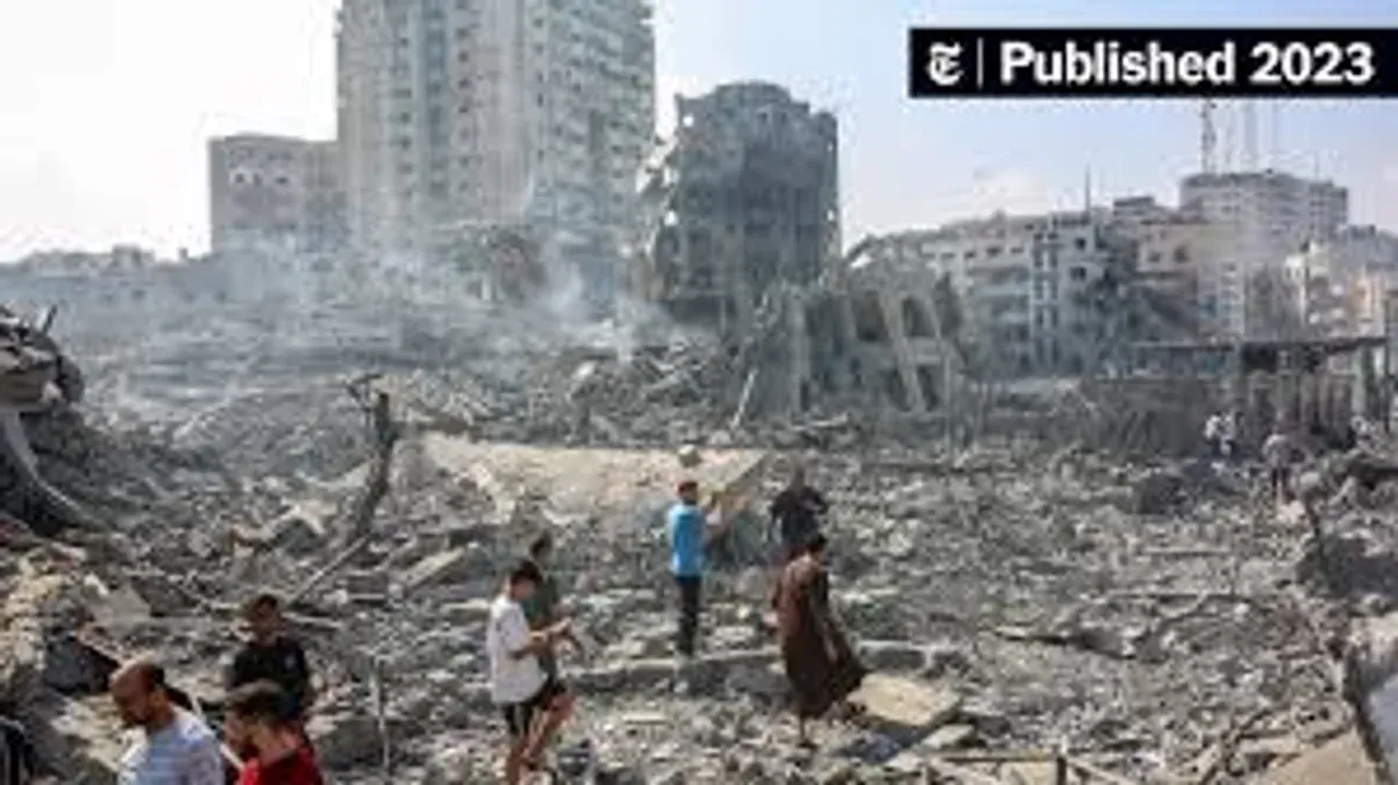 Aspecto de la Ciudad de Gaza, destruida por bombardeos del ejército de Israel