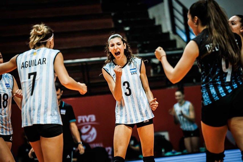 Morena Chiappero celebrando un punto argentino.