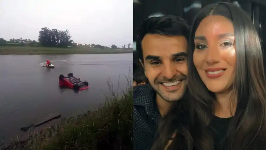 Vehículo. En las aguas del Río la mañana del 1º de diciembre pasado, en la búsqueda. Protagonistas de la tragedia, Javier Cerfoglio y Magalí Vera, tenían un hijo en común