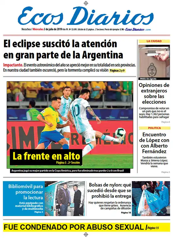 Tapa del 3 de julio de 2019