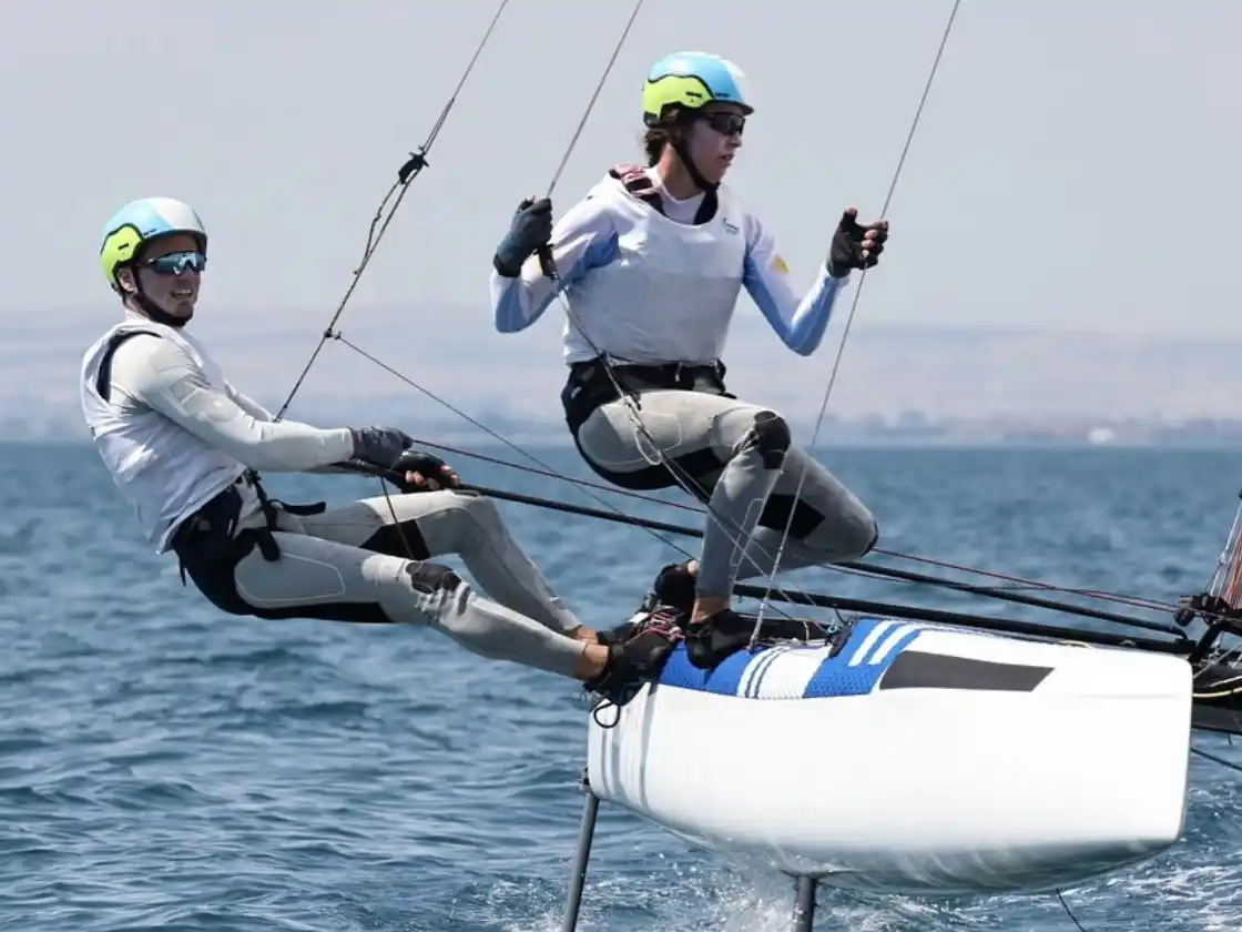 Eugenia Bosco y Mateo Majdalani compiten en el Europeo de Vela.