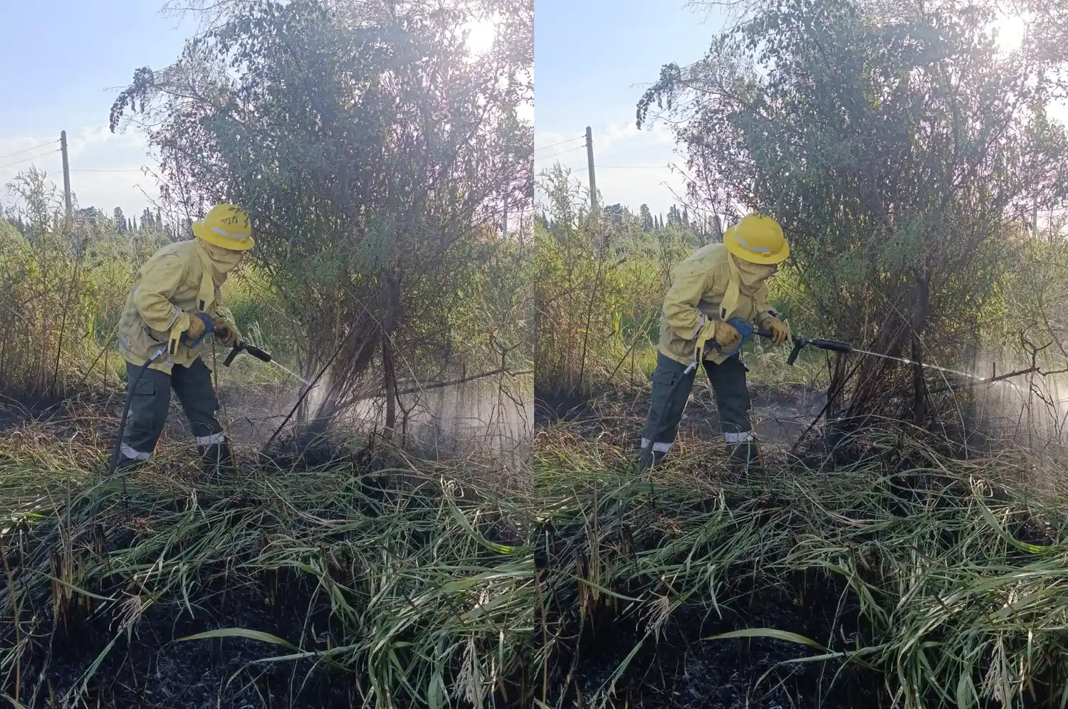Pasto y basura en llamas en el Norte de la ciudad en otra sofocante tarde de verano