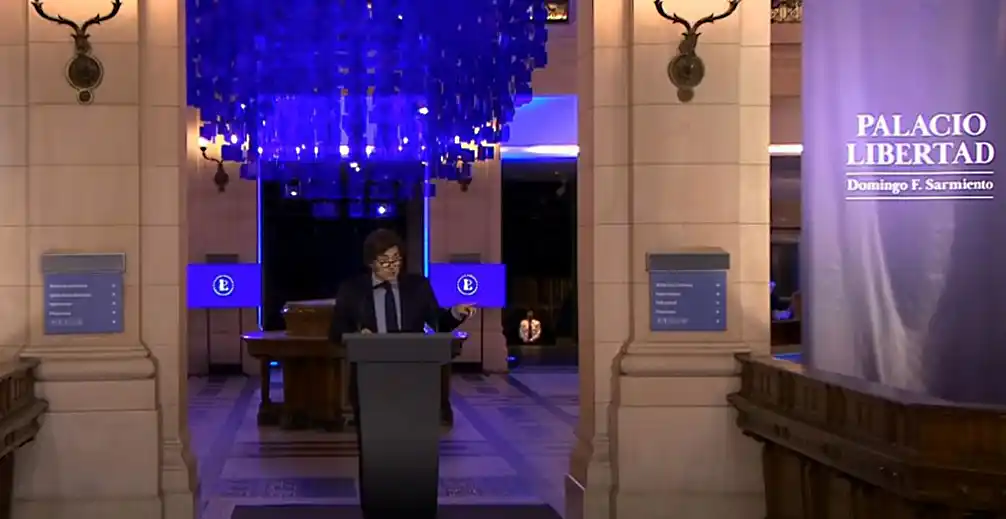 Javier Milei, durante el acto de ayer.