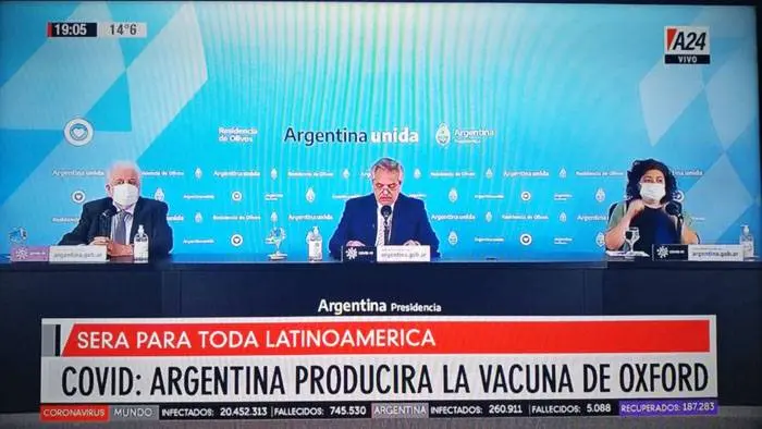 Fernández anunció la  fabricación de la vacuna  de Oxford enla Argentina