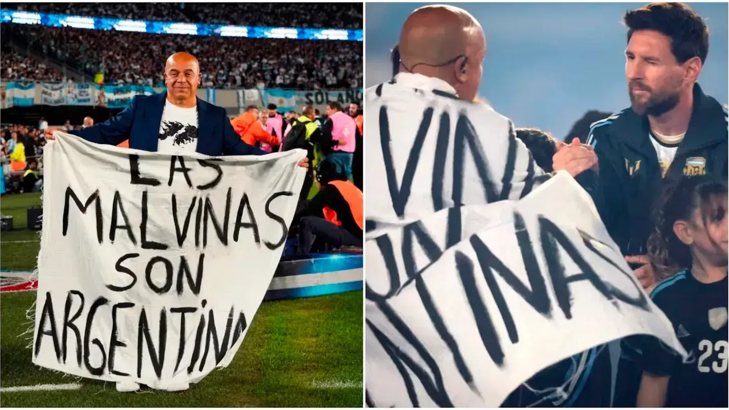 El diario británico The Sun cuestionó la exhibición de una pancarta con la leyenda “Las Malvinas son argentinas”. (Foto: fabiosantanaok/Instagram)