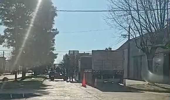 Los inconvenientes en el tránsito por el trabajo de un aserradero en la calle