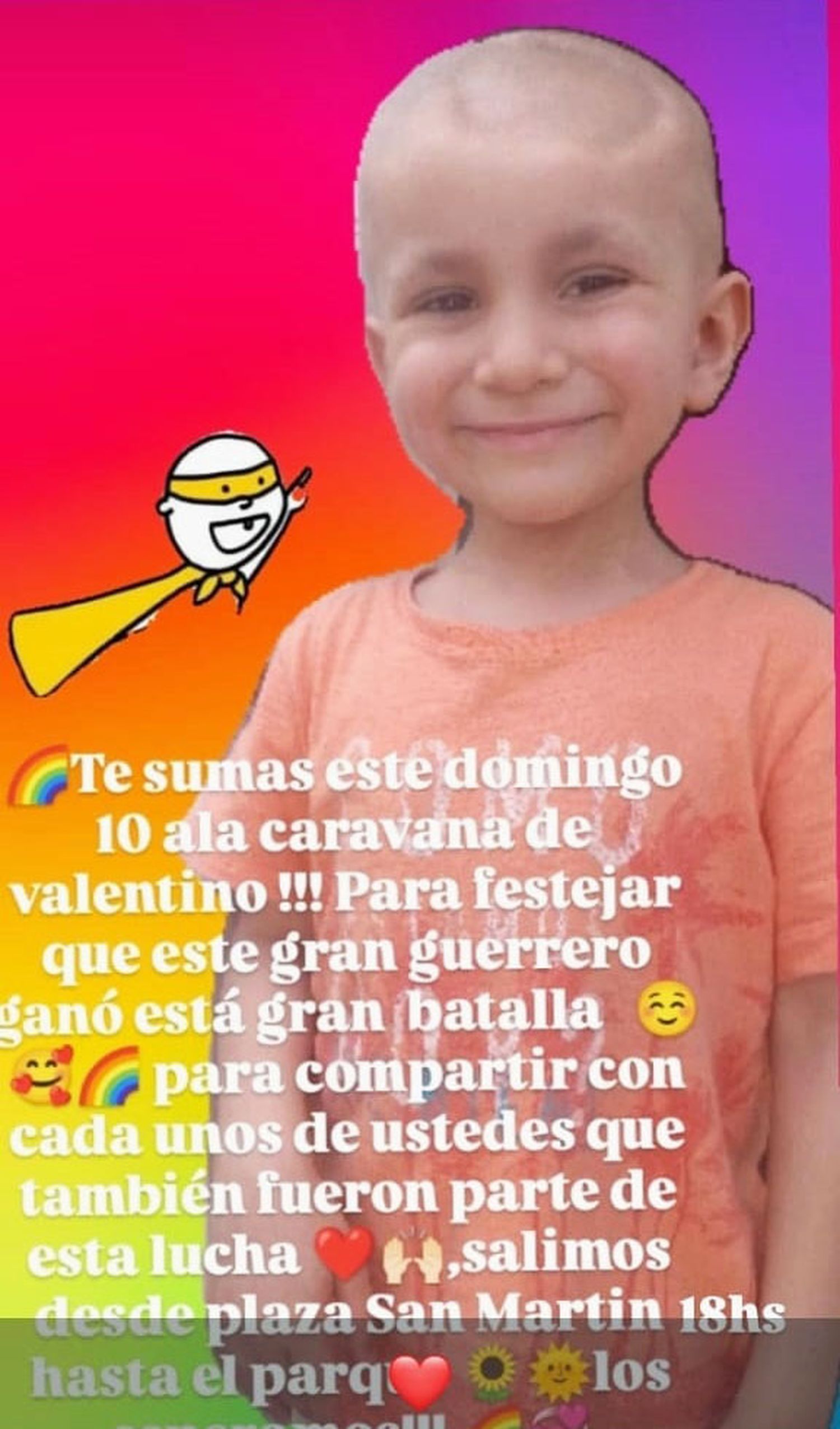 Caravana de Valentino para festejar la batalla contra el cáncer