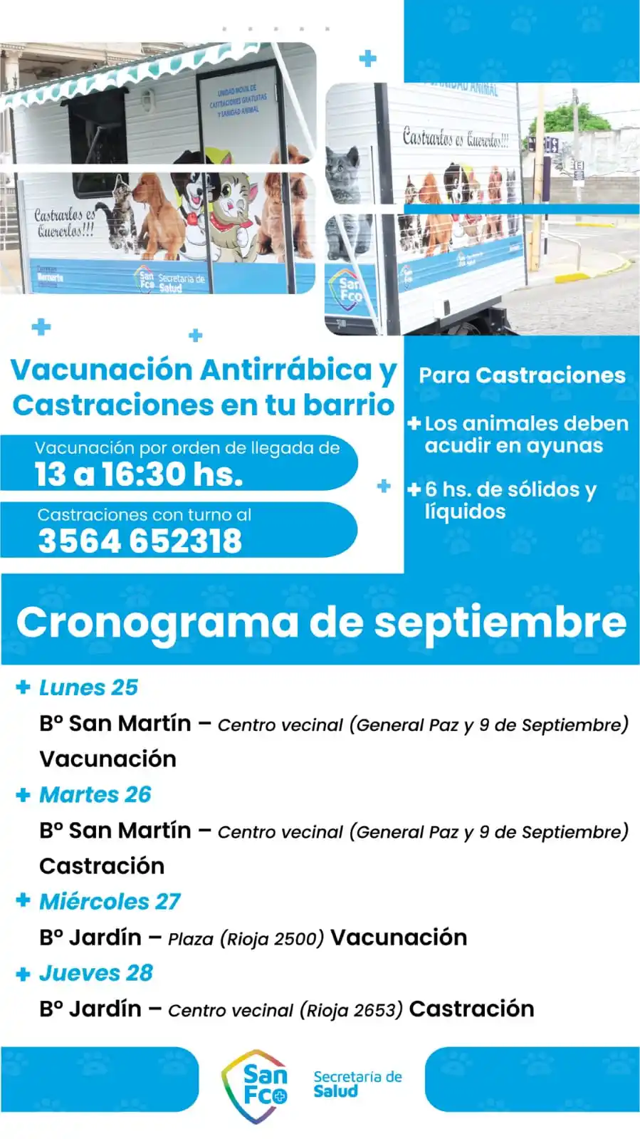 Las nuevas fechas serán para barrios San Martín y Jardín