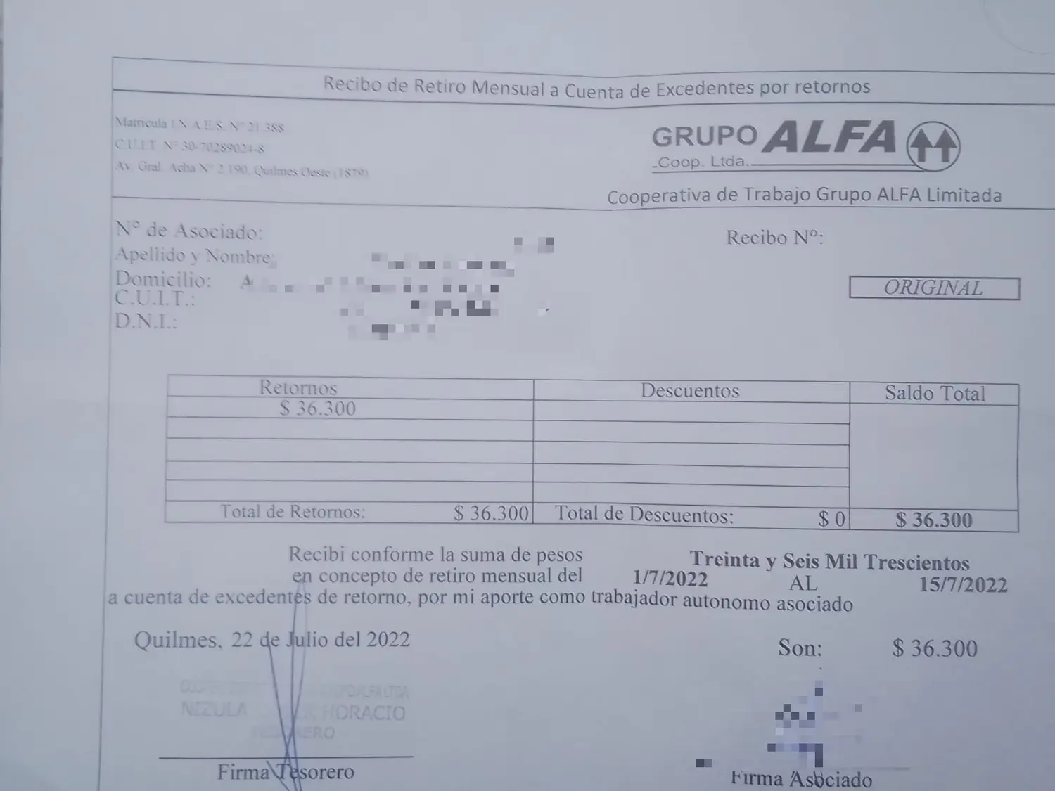 Cooperativa Alfa rechazó los reclamos del trabajador despedido y lo “suspendió” como socio