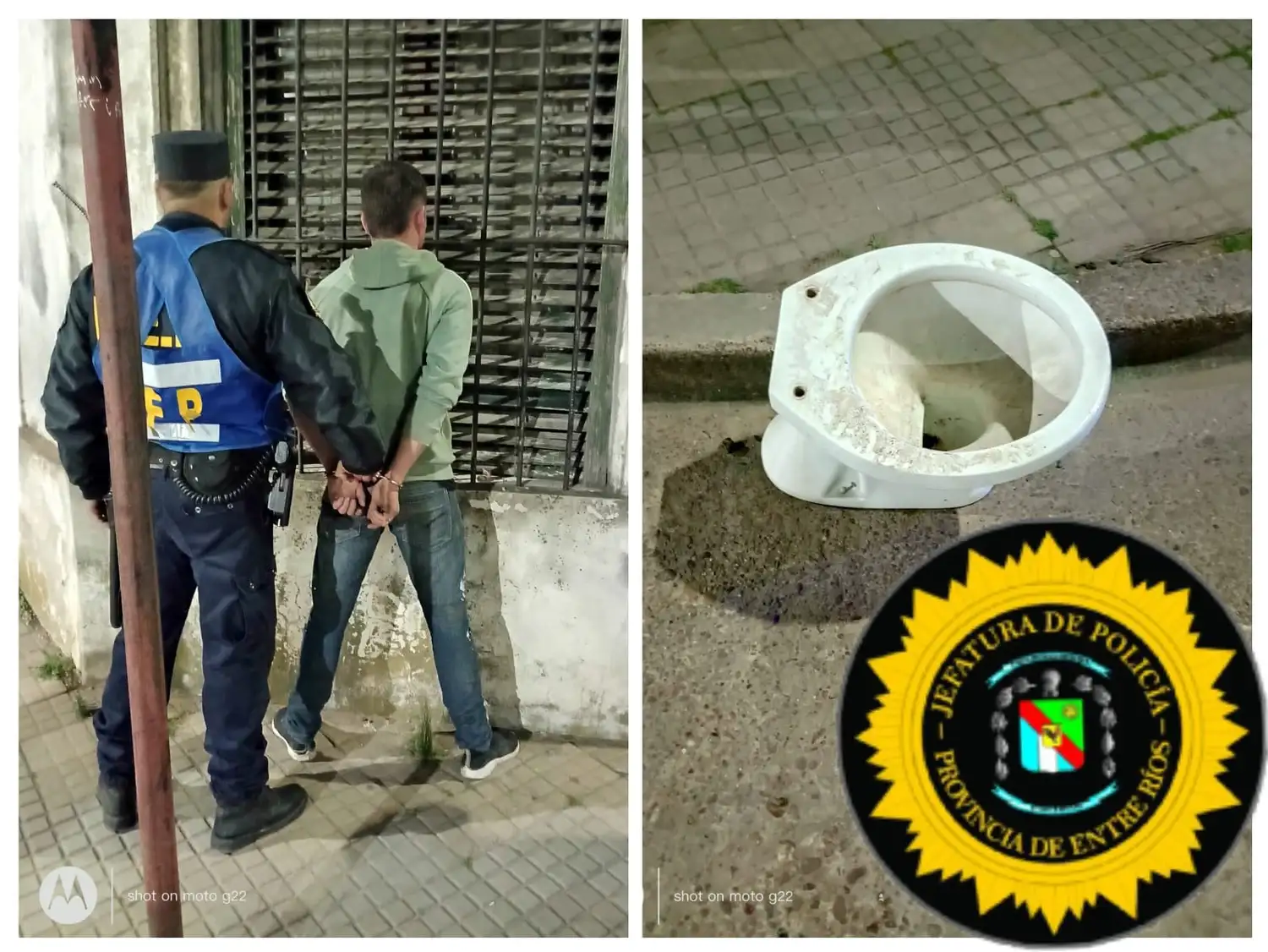 Un joven iba con un inodoro a cuestas y fue detenido