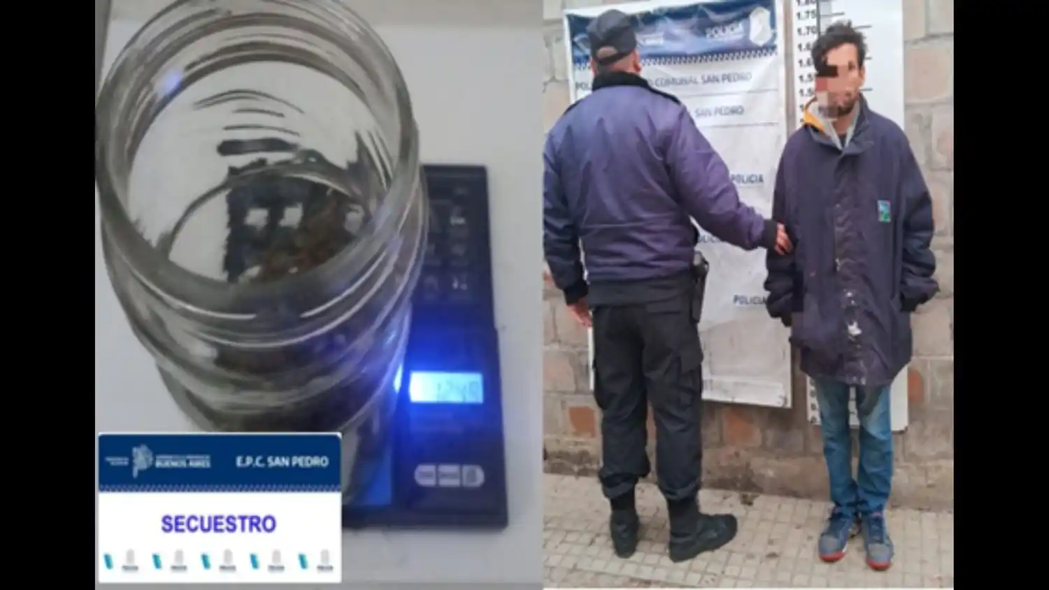 El individuo detenido en la zona de la Plaza Martín Fierro contaba con varios gramos de marihuana en su poder.