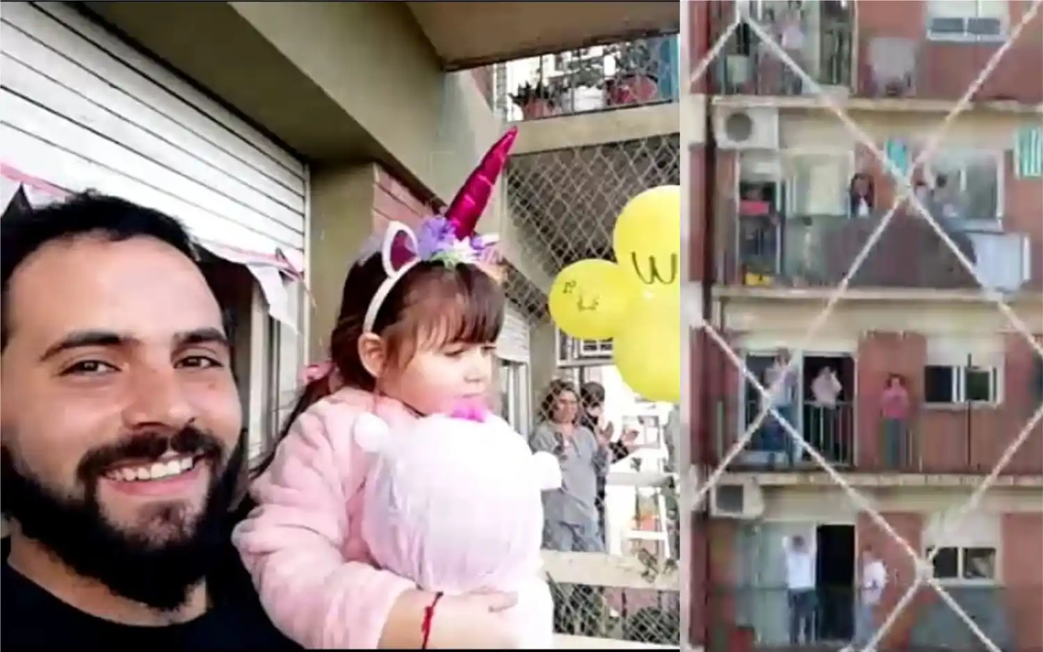Celebrar en cuarentena: Vecinos de Vicente López armaron fiesta sorpresa en el balcón para una nena que cumplía 4 años