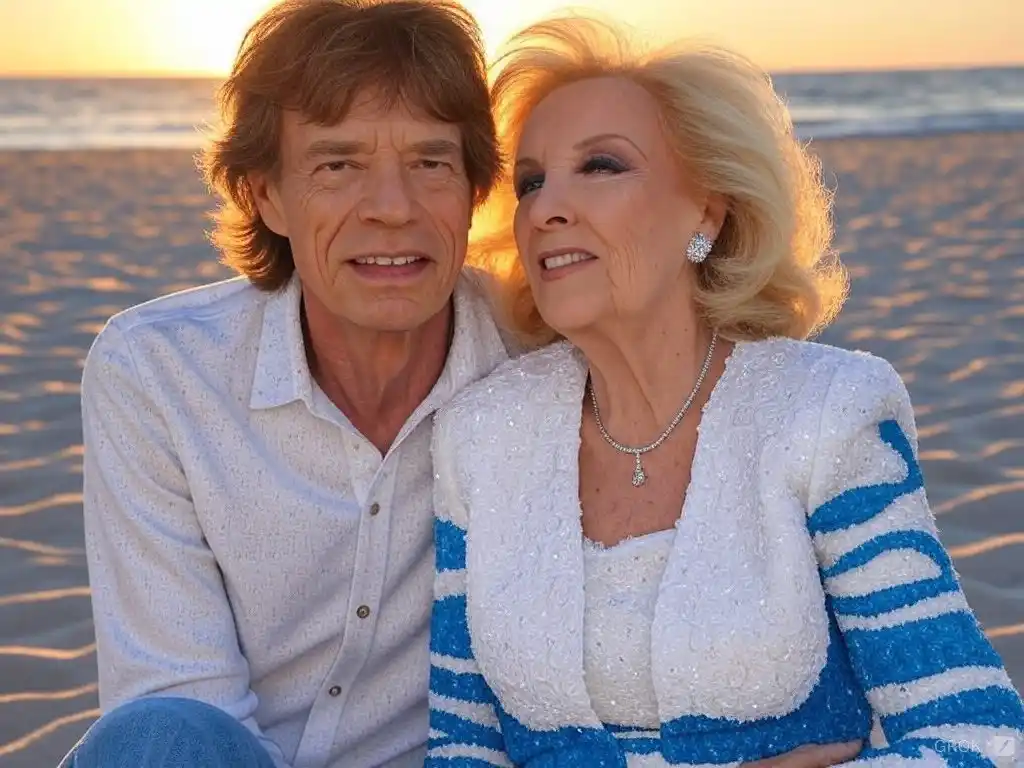 Mick Jagger y Mirtha Legrand en la playa