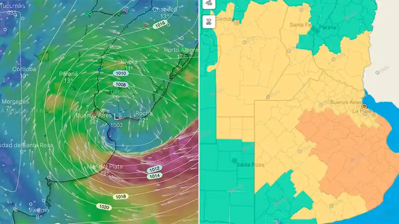 Alerta por fuertes vientos y lluvias para zona de Entre Ríos y otras provincias