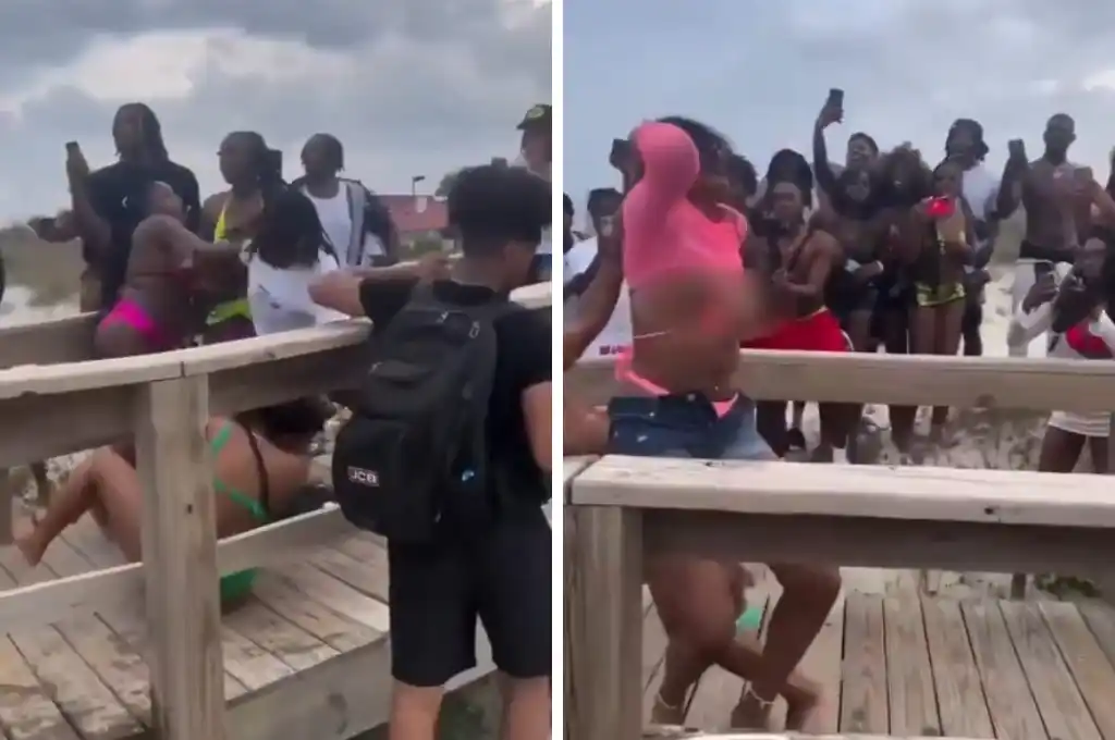 Feroz enfrentamiento entre mujeres.