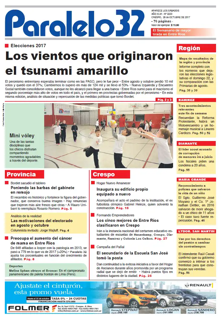 Tapa de Paralelo 32 edición Crespo