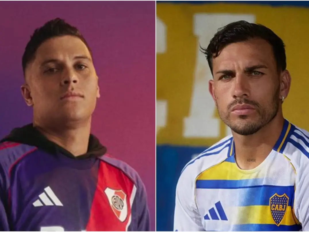 Las nuevas camisetas de Boca y de River . Foto: Prensa Adidas