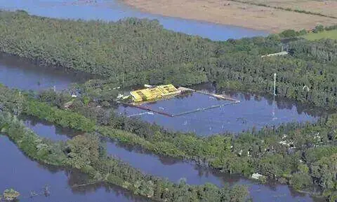 Así quedó la cancha de Flandria tras el temporal