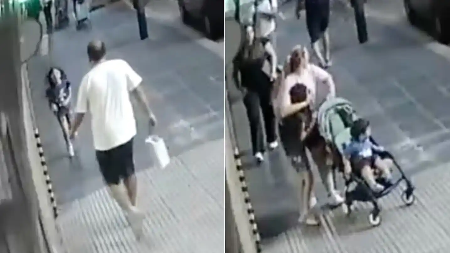 El hombre le pegó una patada en el pecho. (Fotos: capturas de video)